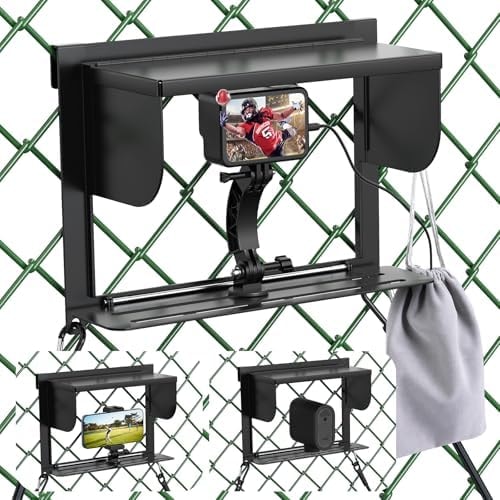 LC-dolida Foldable Phone Fence Mount with Sunshade – Ultra-Thin Portable All-in-One Kit for iPhone, GoPro, Mevo, Insta360 & Action Cameras – Stable Hands for Baseball, Football & Soccer Games