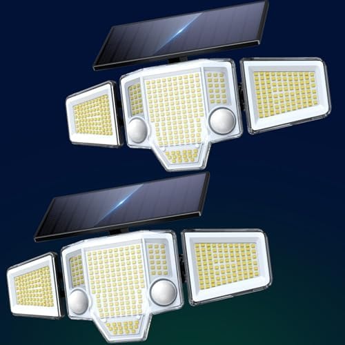 TuyLuxe Solar Flood Lights,4000LM Dual Motion Sensor Outdoor Lights, 2 Pack