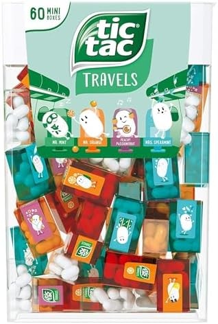 TIC TAC Box with 60 Mini Boxes (Mint, Orange, Spearmint, Peach and Passion fruit) 234g by Tic Tac