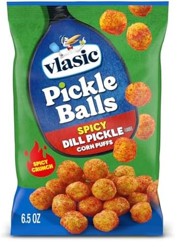 Vlasic Pickle Balls, Spicy Dill Pickle Flavored Corn Puffs, Pickleball Gifts, 6.5 oz.
