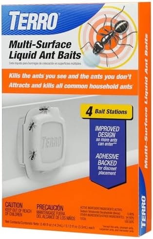 TERRO Multi-Surface Liquid Ant Baits, 4-Pack, Indoor Bait Stations for Home