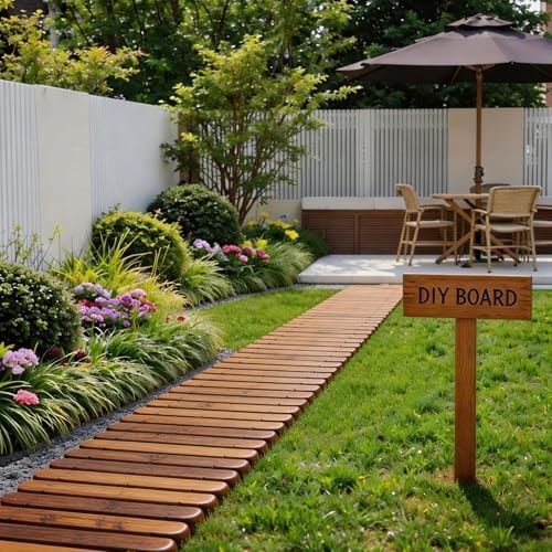 Spurgehom 8FT Wooden Pathway, Roll Out Cedar Straight Walkway