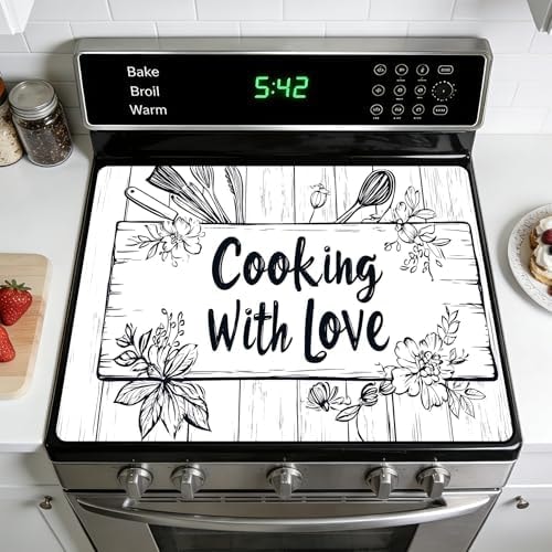 Stove Top Cover for Electric Stoves: All-in-One Heat-Resistant Protector Mat, Non-Slip Kitchen Counter Mat Cooking Design 28''x20''