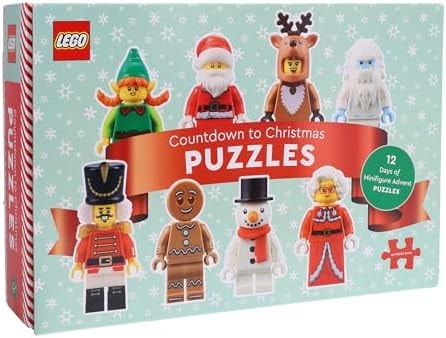 Lego Countdown to Christmas Puzzles | 12 Days of Minifigure Advent Puzzles | 48-Piece Mini Jigsaw Puzzles