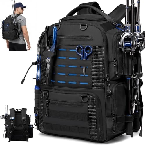 oinitiry 50L Fishing Backpack with Rod Holders, Tackle Box Backpack
