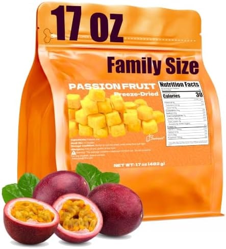 17 oz Freeze Dried Passion Fruit Chunks (Pack of 1), Sugar Free No Additives Crispy & Natural Dry Fruits, Healthy Snacks for Adults & Kids, Ideal for Smoothies, Yogurt, Tea, Drink, Travel & Office