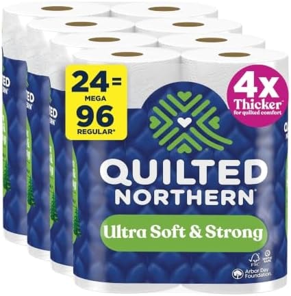Quilted Northern Ultra Soft & Strong Toilet Paper, 24 Mega Rolls = 96 Regular Rolls, 4X Stronger*, Premium Soft Toilet Tissue