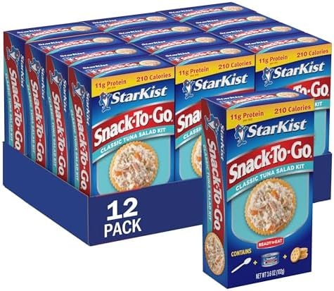 StarKist Snack-To-Go Ready to Eat Meals Tuna Salad Kit, 3.6 oz (12 Pack) Classic Tuna Salad with Crackers Kit.