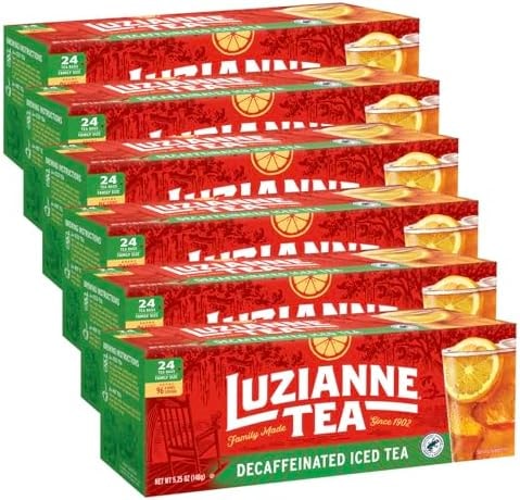Luzianne Decaffeinated Iced Tea Bags 24 Count (Pack of 6)