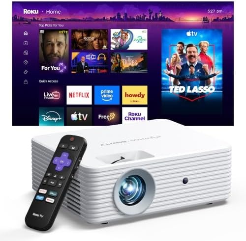 ELEPHAS Roku TV Smart Projector with Wi-Fi and Bluetooth