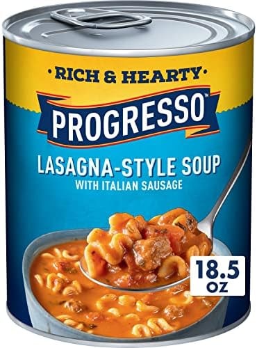 Progresso Rich & Hearty, Lasagna-Style Soup With Italian Sausage, Canned Soup, 18.5 oz.