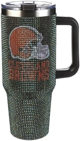 The Memory Company Officially Licensed 40oz TC Bling Game Day Tumbler with Vintage Logo, Cleveland Browns