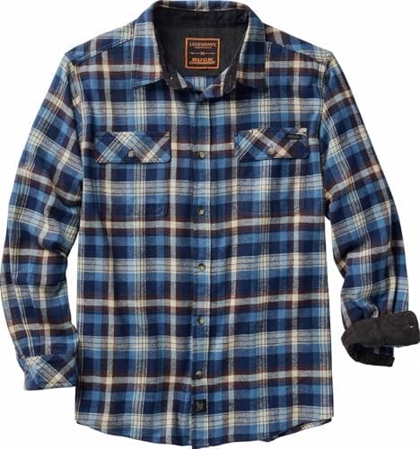 Legendary Whitetails Mens Long Sleeve Plaid Flannel 100% Cotton Shirt