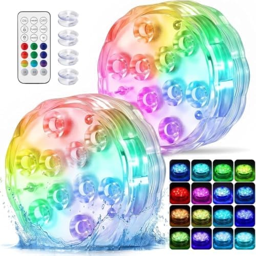Pool Lights, Battery Operated Submersible LED Lights for Hot Tub (2Pack)