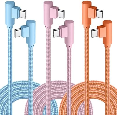 APFEN USB C Cable 10FT, 60W Fast Charging 90 Degree USB C 3-Pack