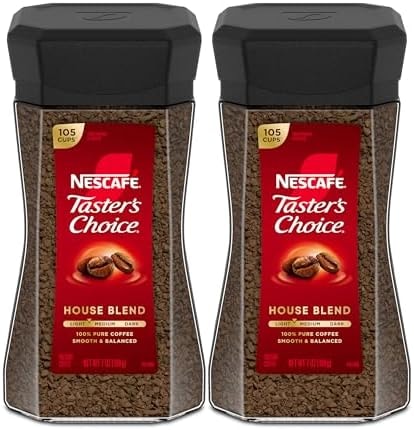 NESCAFÉ Taster's Choice Instant Coffee, Light Medium Roast Coffee, House Blend, 2 Jars (7 Oz Each)