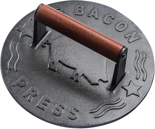 Heavy-Duty Cast Iron Burger Press 7 Inch Round Burger Smasher, Grill Press for Cooking Burgers, Bacon, Sandwiches, Steak, Ground Beef, Meats, Sausages