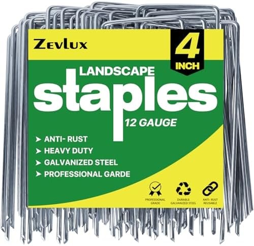 Zevlux 4 Inch Landscape Staples 50 Pack, Galvanized Garden Stakes