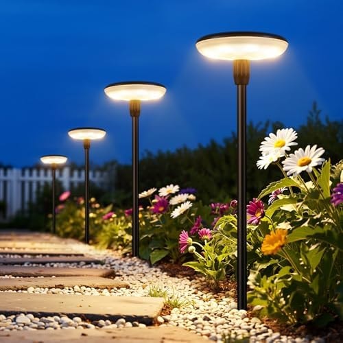 LETMY Solar Pathway Lights Outdoor, 8 Pack Bright Solar Garden Lights