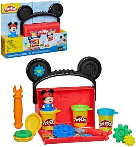 Play-Doh Disney Junior Mickey Mouse Clubhouse, On-the-Go Garage Mickey Mouse Playset, Arts & Crafts Preschool Toys for Kids 2+