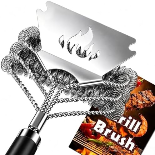 TNTOR Grill Brush Bristle Free with Scraper, 18" Handle BBQ Grill Brush for Outdoor Grill, Extra Strong Grill Cleaner Brush for Grill/Smoker/Gas/Charcoal, Father's Day Grill Gifts for Men/Dad