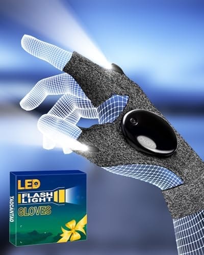 Fathers Day Dad Gifts for Husband, Led Flashlight Gloves Lighted Gloves with Lights, Mens Gifts for Men Him Papa Grandpa Who Wants Nothing, Cool Gadgets for Men Fishing Camping Handyman Repairs