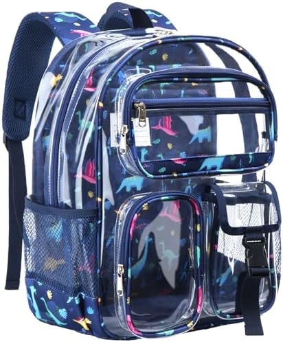 Vorspack Clear Backpack for Boys, Cute Transparent School Bookbag, Blue