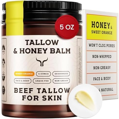 Beef Tallow for Skin - Tallow and Honey Balm For Face - Gift Ready - Tallow Face Moisturizer - Beef Tallow Moisturizer - Tallow Balm - Grass Fed Beef Tallow For Skin - Tallow Face Cream Lotion