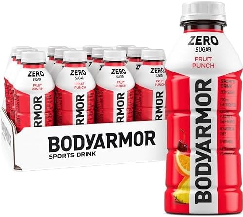 BODYARMOR ZERO Sugar Electrolyte Drink, Fruit Punch, 16 Oz (12 Pk)