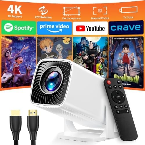 Mini Projector 4K Support, Portable Projector Full HD 1080P Support
