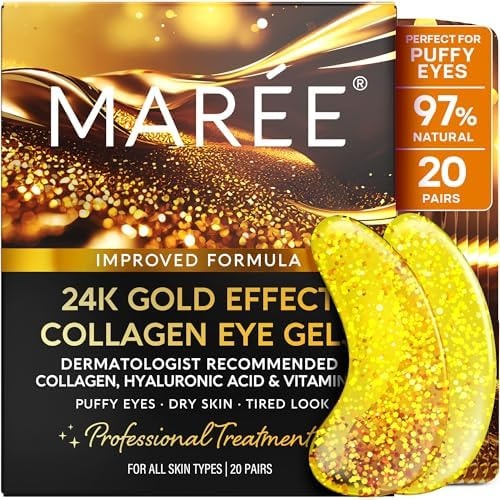 MAREE 24K Gold Under Eye Gels for Puffiness - Collagen & Hyaluronic Acid