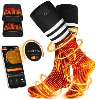 CHOVE Heated Socks for Men Women,17000mAh Total Rechargeable Electric Socks