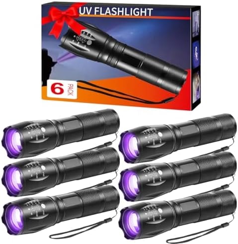 Staaricc 6Pack Small UV Flashlight Black Light, 395nm Pet Urine Detector