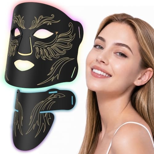Qynera Red Light Therapy for Face & Neck, 850nm NIR LED Face Mask (M09), Rechargeable Light Therapy Mask - 240 Mins Use, Portable Home Skin Care Device for Anti-Aging & Skin Firming, Black