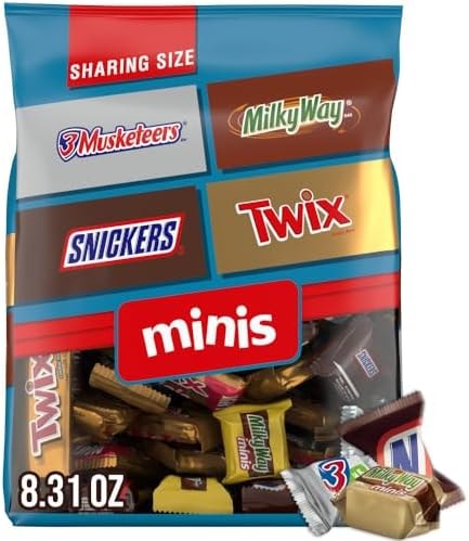SNICKERS, TWIX, MILKY WAY and 3 MUSKETEERS Soccer Watch Party Candy Individually Wrapped Chocolate Candy Bars Football Variety Pack, Sharing Size, 8.31 Oz Bulk Bag