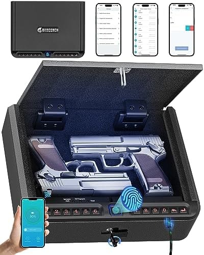 BILLCONCH Gun Safe for Handgun with Fingerprint, App, 0–9 Numeric Keypad