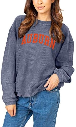 chicka-d NCAA Auburn Tigers Womens Corded Sweatshirt, Navy, Large (443_TC_CA)