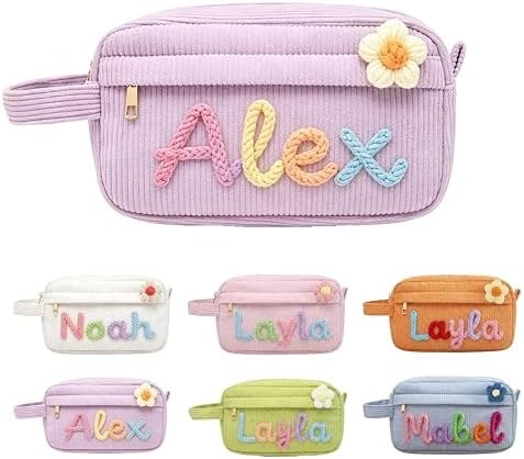 KEQHAULI custom Corduroy Pencil Bag, Custom Name Zipper Pencil Case for Men Women Teens, Large Capacity Stationery & Cosmetic Pouch