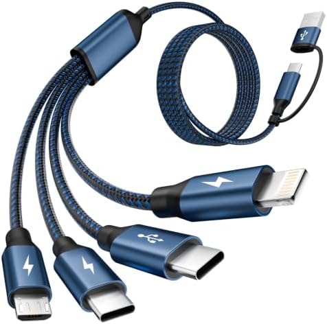 MPATIBY 4 in 2 Multi Charging Cable, 1 Pack 5FT Dual Input Charging Cords