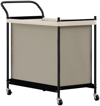 Laundry Hamper with Wheels,Laundry Basket with Removable and Washable Liner Bag, Metal-frame Laundry Cart with Handle for Bedroom, Bathroom, Dorm Room, Laundry Room (160L)