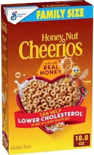 Cheerios Honey Nut Breakfast Cereal, Heart Healthy, Gluten Free, 18.8 oz