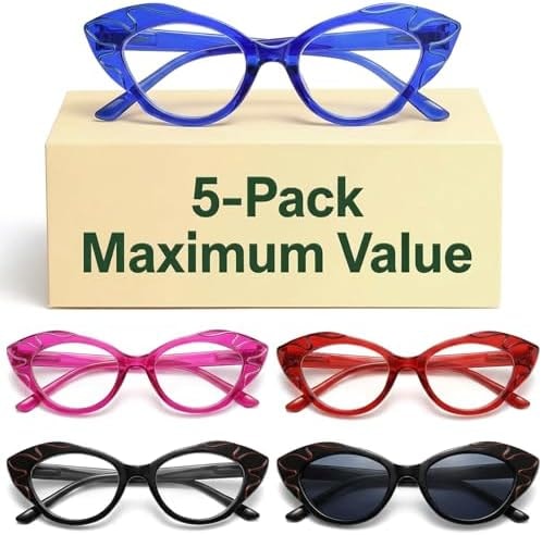 Eyekepper 2.50 Reading Glasses, Readers for Women, 5pack Cat Eye