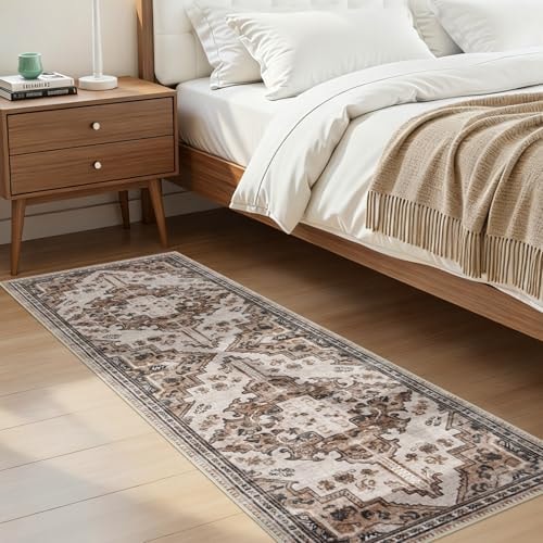 Joydeco Washable 2x5 Hallway Runner Rug Vintage, Blue Grey&Light Coffee