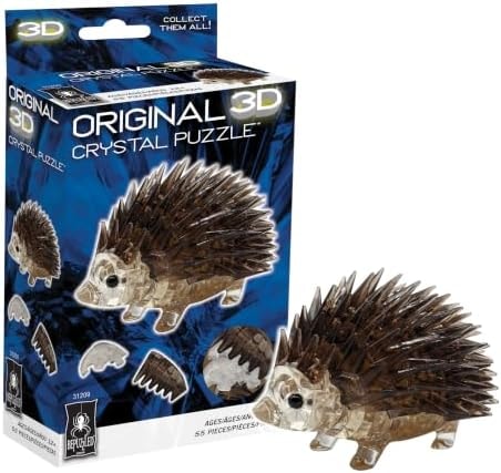 Brown Hedgehog Crystal 3D Puzzle, 55-Pc Brain Teaser, Ages 12+