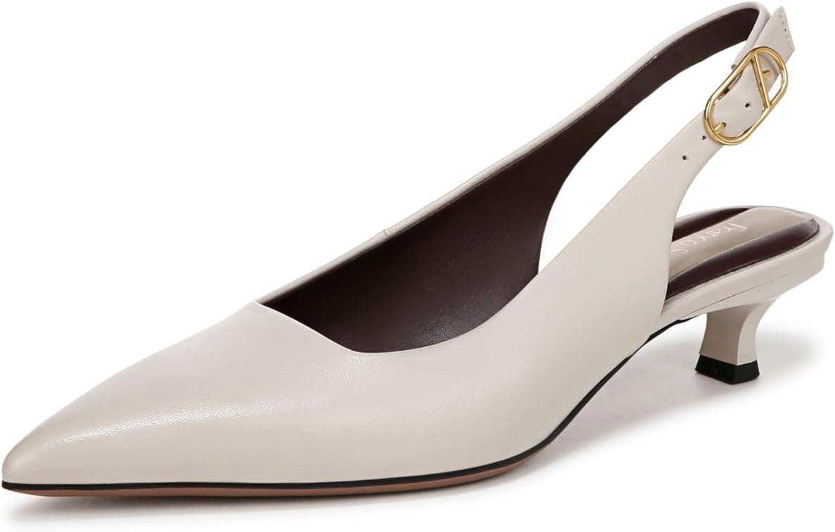 Franco Sarto Womens Marlow Slingback Kitten Heel Chalk White Leather 8.5 W