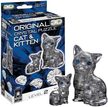 BePuzzled | Cat & Kitten, Original 3D Crystal Puzzle, Ages 12 and Up