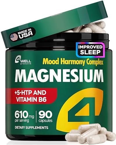 Magnesium Complex for Women – Magnesium for Sleep, Advanced 610mg with Glycinate, Citrate & Vitamin B6 for 3X Absorption + 5-HTP – Supports Sleep, Relaxation, Nerve, Muscle, Bone & Energy Health