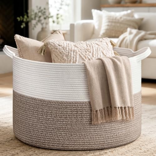 Goodpick Large Woven Blanket Basket Living Room & Playroom, 85L