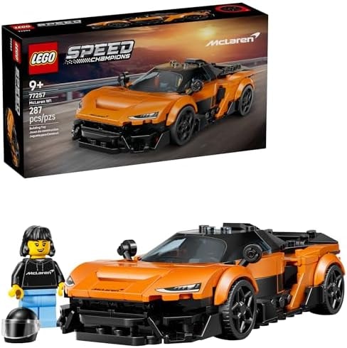 LEGO Speed Champions McLaren W1 Race Car Toy for Boys & Girls, Ages 9+ - Building Set for Pretend Play & Display w/1 Driver Minifigure - Gift Idea for Kids & Supercar Fans - 77257