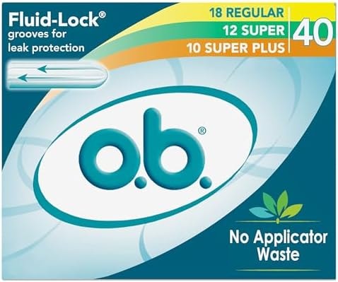 o.b. No Applicator Tampons Multipack (Regular/Super/Super Plus), 40 ct